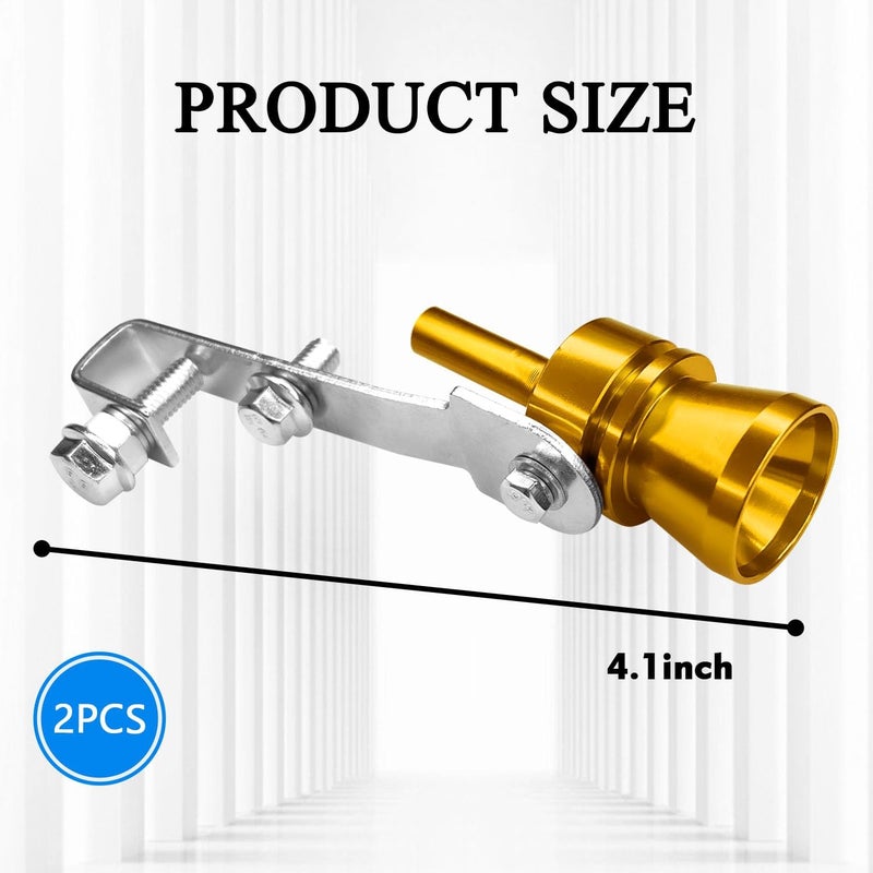 Hirificing 2PCS Exhaust Turbo Whistle, Loud Turbo Sound Booster Exhaust Muffler Pipe Aluminum Alloy Whistle,Car Roar Maker Turbo Sound Enhancer Whistle Simulator(XL-Gold) - Image 2